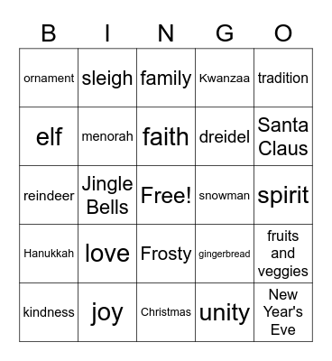 Holiday Bingo Card