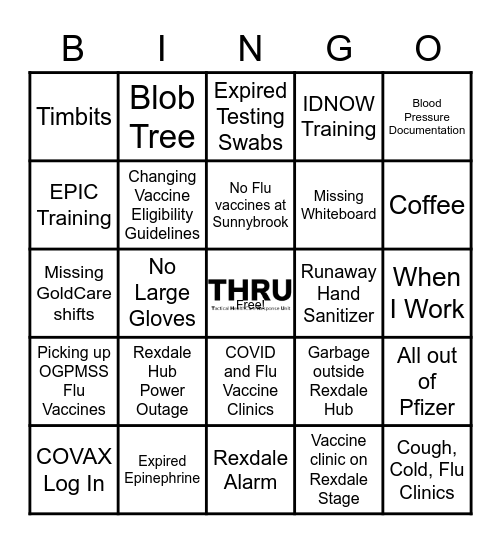 THRU Bingo Card
