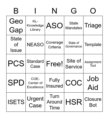 Appeals Bingo Card