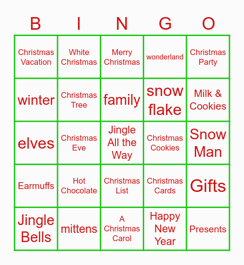 Christmas Bingo Card