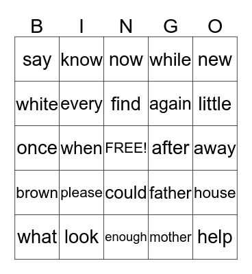 Round 2 Row 2 Bingo Card