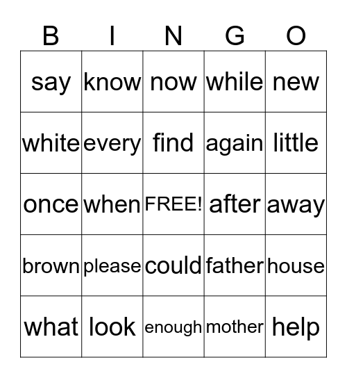 Round 2 Row 2 Bingo Card