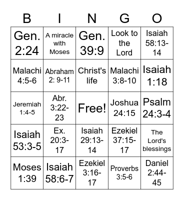 Old Testament Doctrinal Mastery 2022 updated Bingo Card