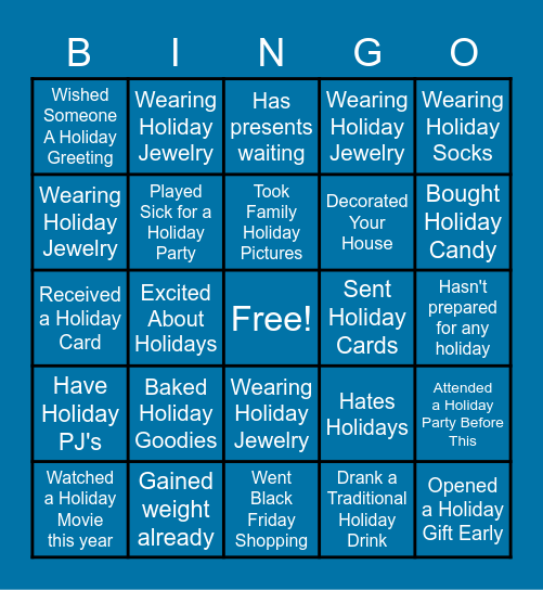 Holiday Fun - CS Dec 13 Bingo Card