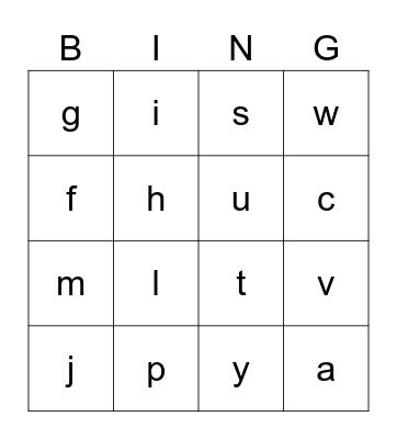 Letter Sounds Bingo Card