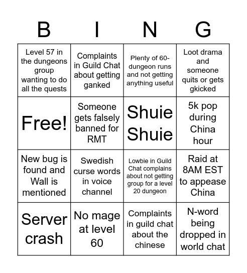 Daily Midnight BINGO Card