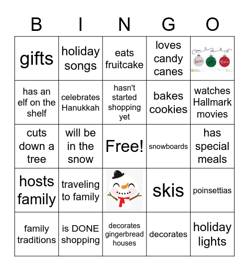 Holiday Bingo! Bingo Card