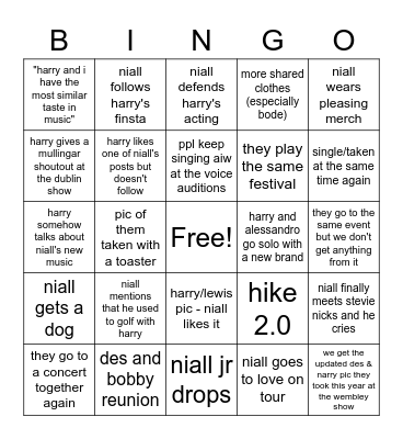 official narry 2023 bingo card Bingo Card