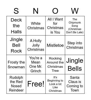 Wyatt Christmas BINGO Card