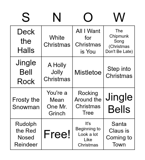 Wyatt Christmas BINGO Card