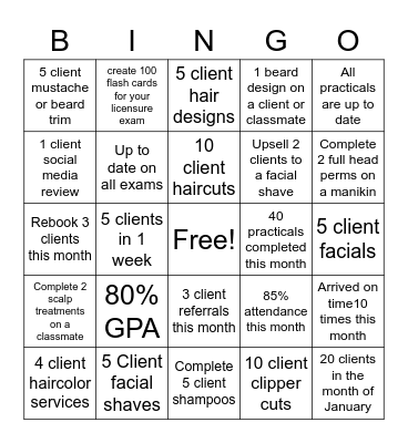 Barber Bingo Card