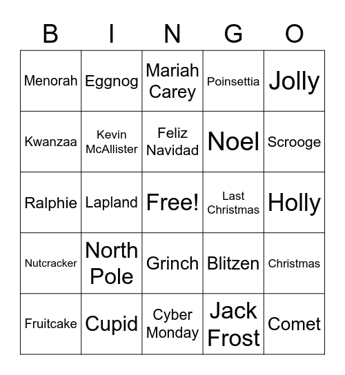WFM Holiday Bingo Card
