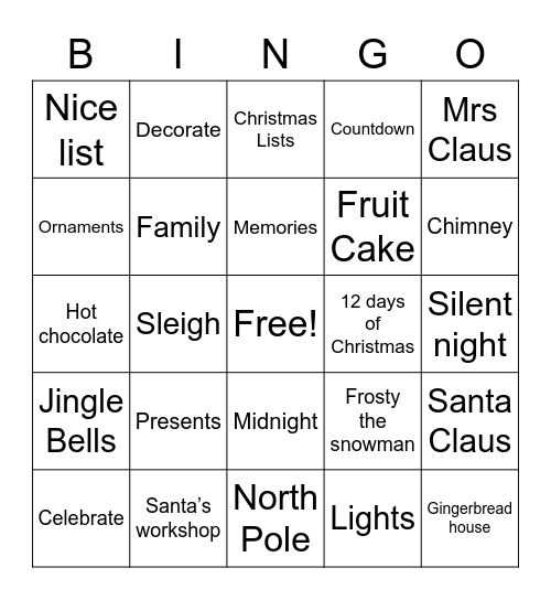 Christmas 🎄 Bingo Card