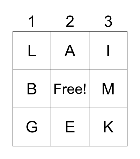 Alphabet Bingo Card 