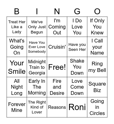 Musical Bingo Card