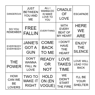 1990 Bingo Card