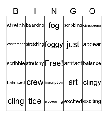 Lesson 4 Vocabulary Bingo Card