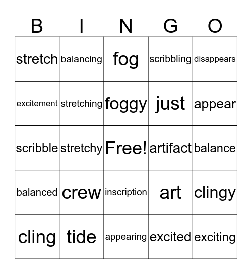 Lesson 4 Vocabulary Bingo Card