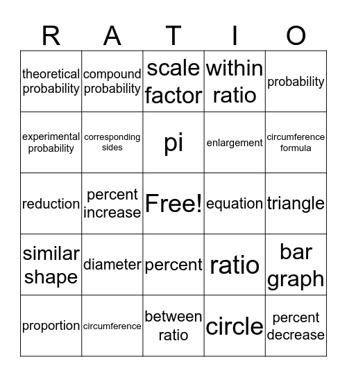 Geometric Proportions Bingo Card