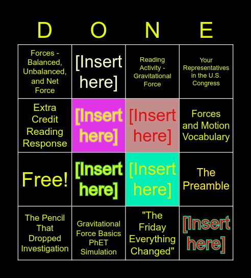 To-do List Bingo Card