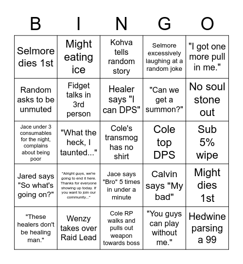 Vault of the Incarnates Bingo Card