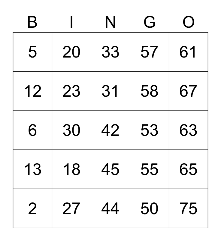 BINGONYA JEJE Bingo Card