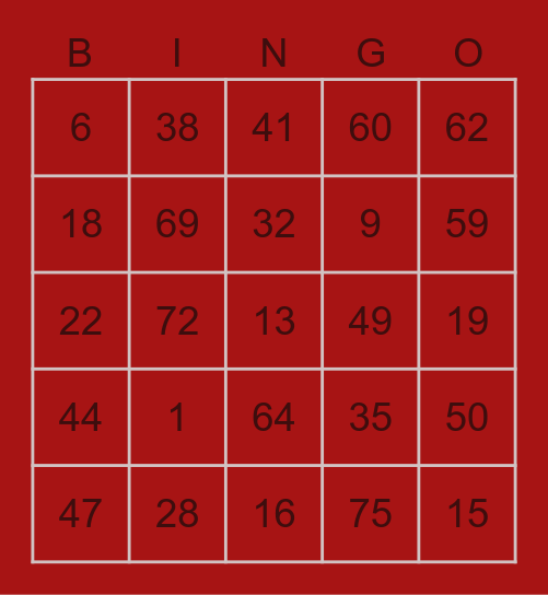 Shankara Bingo Card
