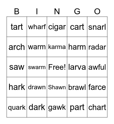 ar vs aw Bingo Card