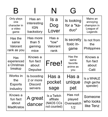 Untitled Bingo Card
