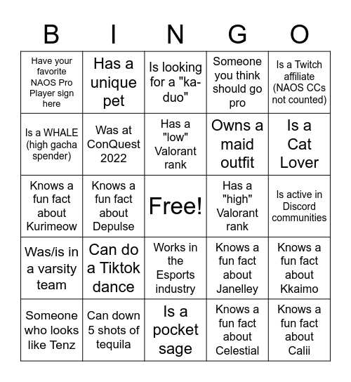 Untitled Bingo Card