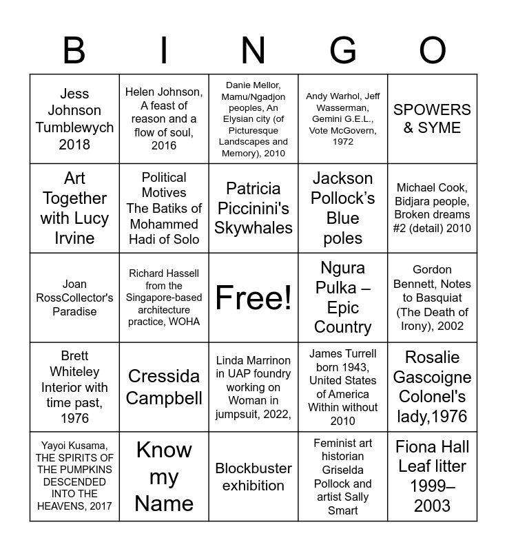 Smith Street Books Artist Bingo: Gioco Da Tavolo Sugli Artisti - 48 Gettoni E 8 Carte - Divertimento Culturale Per Serate Con Amici