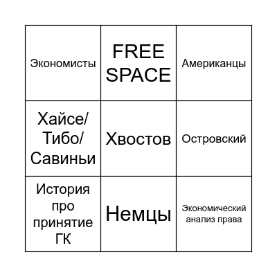 Суханов-бинго Bingo Card