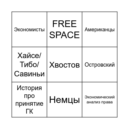 Суханов-бинго Bingo Card