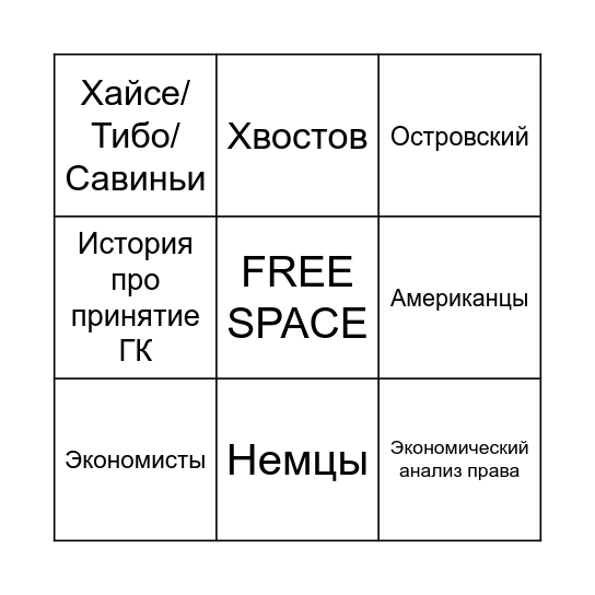 Суханов-бинго Bingo Card