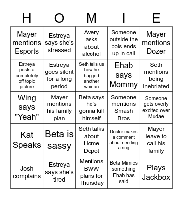 The Bois Bingo Card