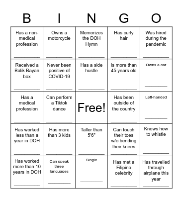 MSSD Bingo Card