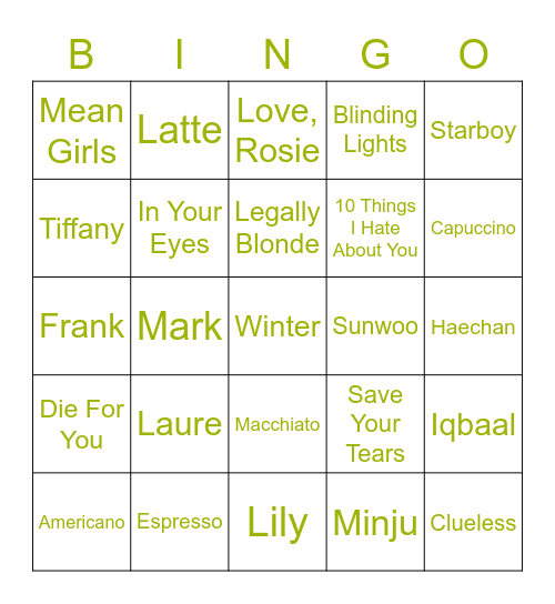 Mark’s Card Bingo Card