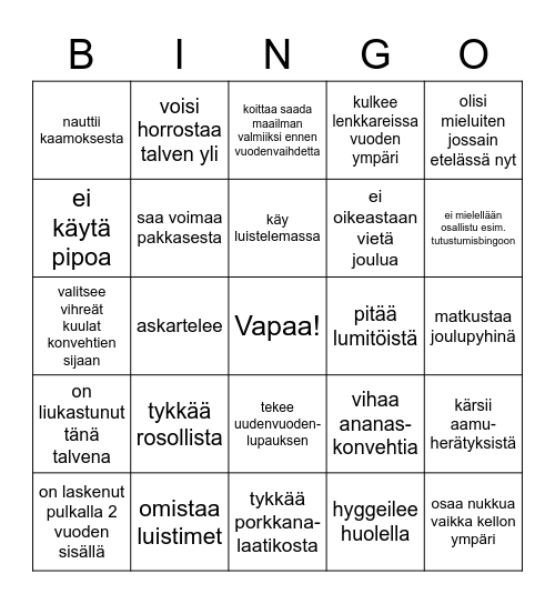 BINGO! Etsi joku joka... Bingo Card