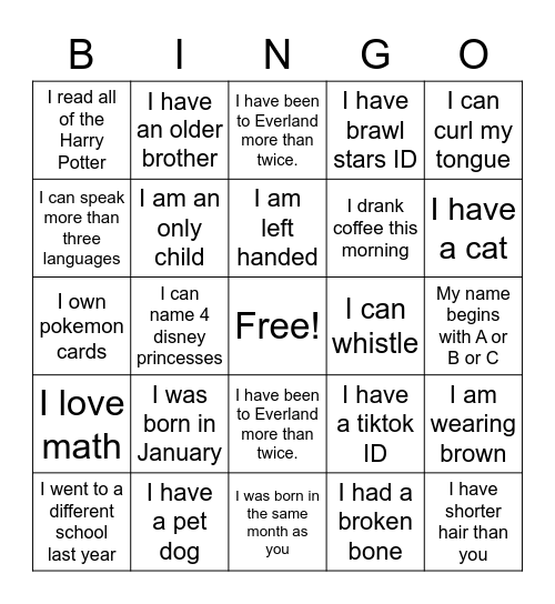 Find Someone Who Says Bingo Card