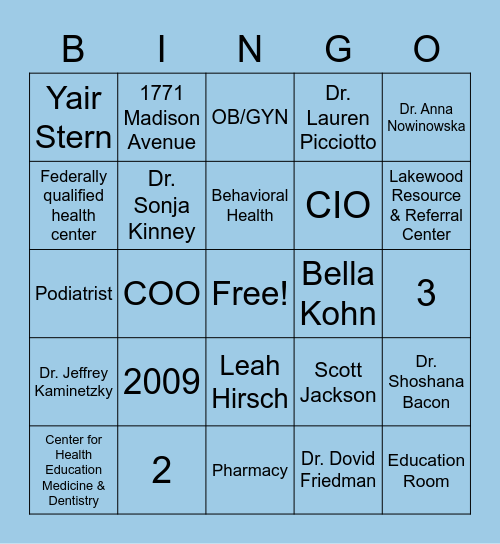 Get to Know Chemed Bingo Card