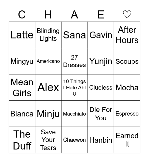 Main Bingo Card