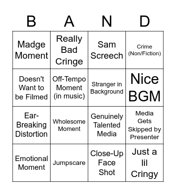CVM Home Media Night !!! [Mutually Exclusive Bingo] Bingo Card