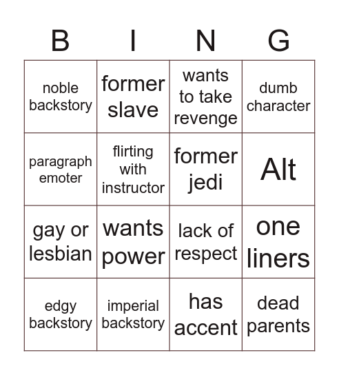 Acolyte Bingo Card