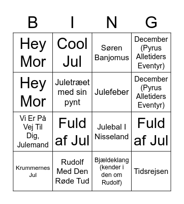 JULEMUSIK BINGO Card