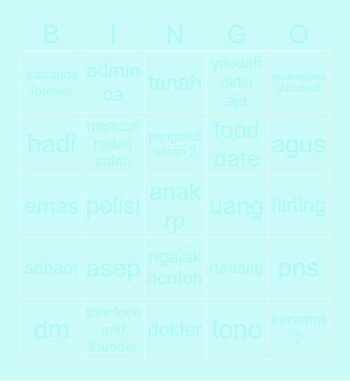 bb Bingo Card