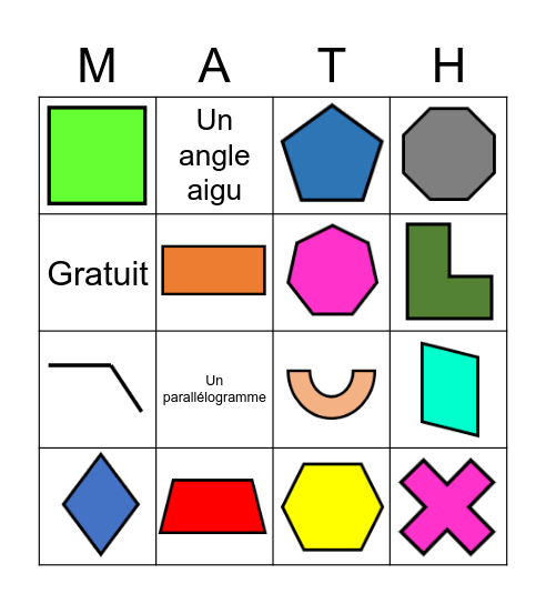 Géométrie Bingo Card