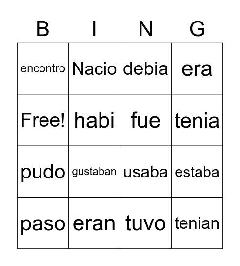 Nah Bingo Card