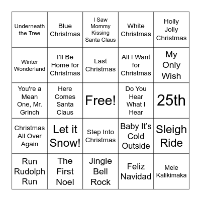 Holiday SINGO Bingo Card
