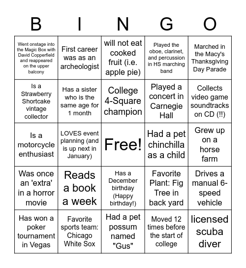OMSE Bingo Card