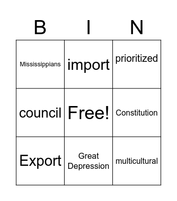 U.S. and Canada- BINGO Card